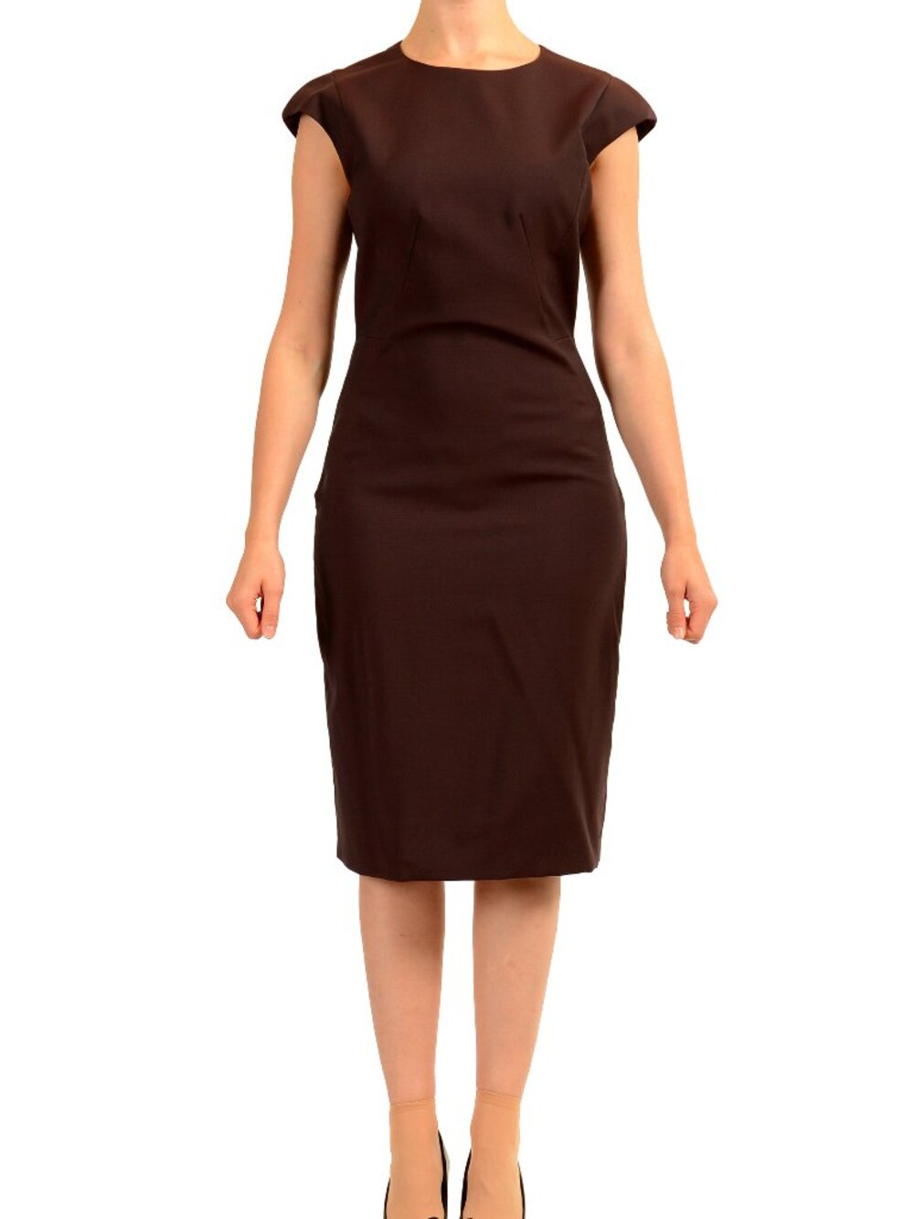 Hugo Boss Women's "Dironah" 100% Wool Burgundy Pencil Dress US 8 IT 44